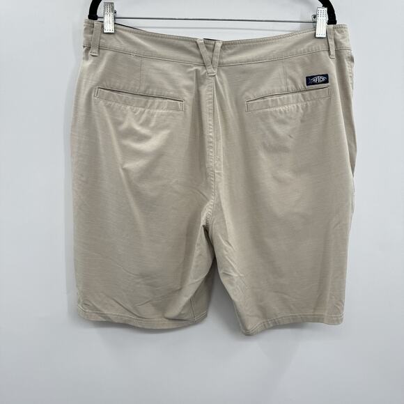 Aftco Men's Fishing Shorts Sz 36 Light Tan Brown Cargo Stretch Lightweight - Picture 2 of 10